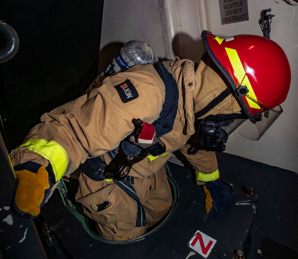 Sailors Aboard USS Ralph Johnson (DDG 114) Conduct Damage Control Training
