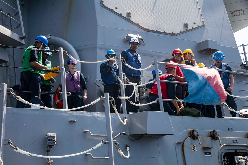 Sailors Aboard USS Ralph Johnson (DDG 114) Conduct Replenishment-at-Sea with USNS Guadalupe (T-AO-200)