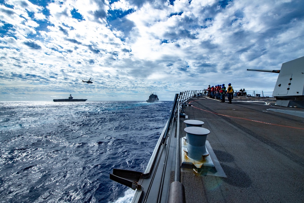 Spruance Conducts RAS with USNS Matthew Perry