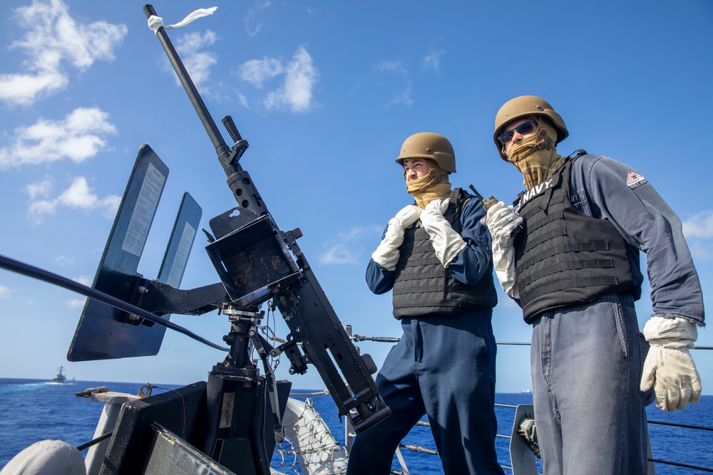 USS Barry Sailors Operate Weapons during training exercise