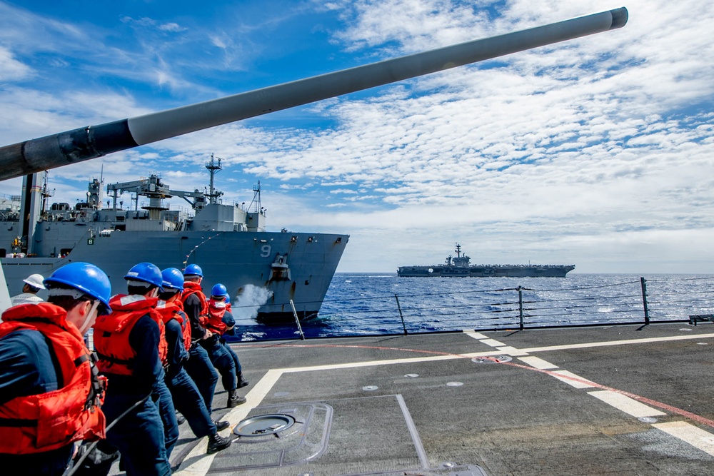 Spruance Conducts RAS with USNS Matthew Perry