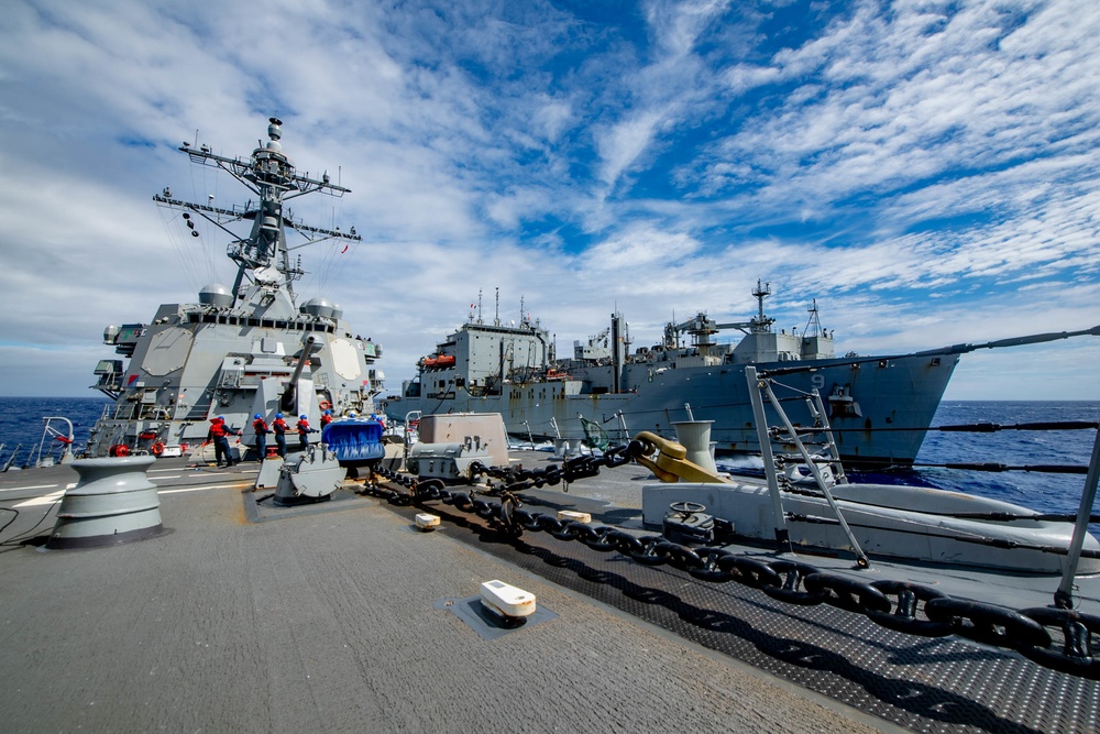 Spruance Conducts RAS with USNS Matthew Perry