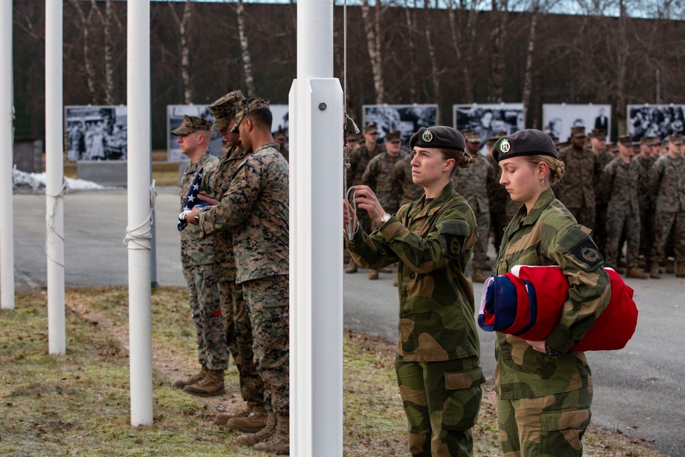 Half-mast ceremony held by Norwegians and Marines