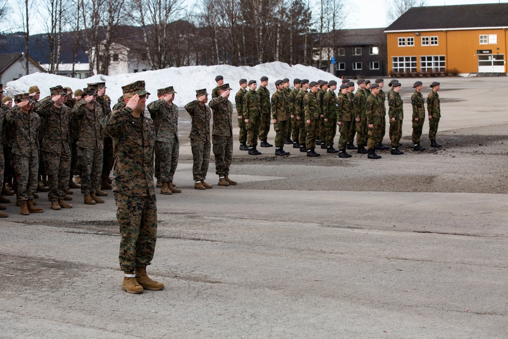 Half-mast ceremony held by Norwegians and Marines
