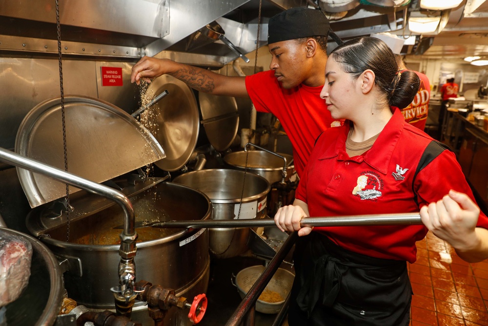 Abraham Lincoln Sailors prepare food