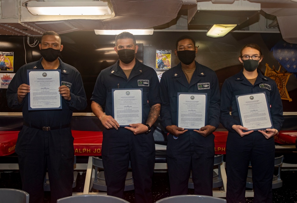 Sailors Aboard USS Ralph Johnson (DDG 114) Are Frocked