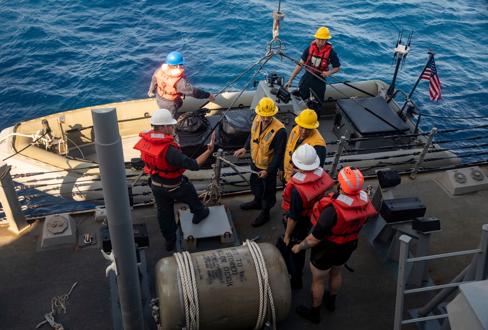 Sailors Aboard USS Ralph Johnson (DDG 114) Conduct Small Boat Operations with USS Sampson (DDG 102)