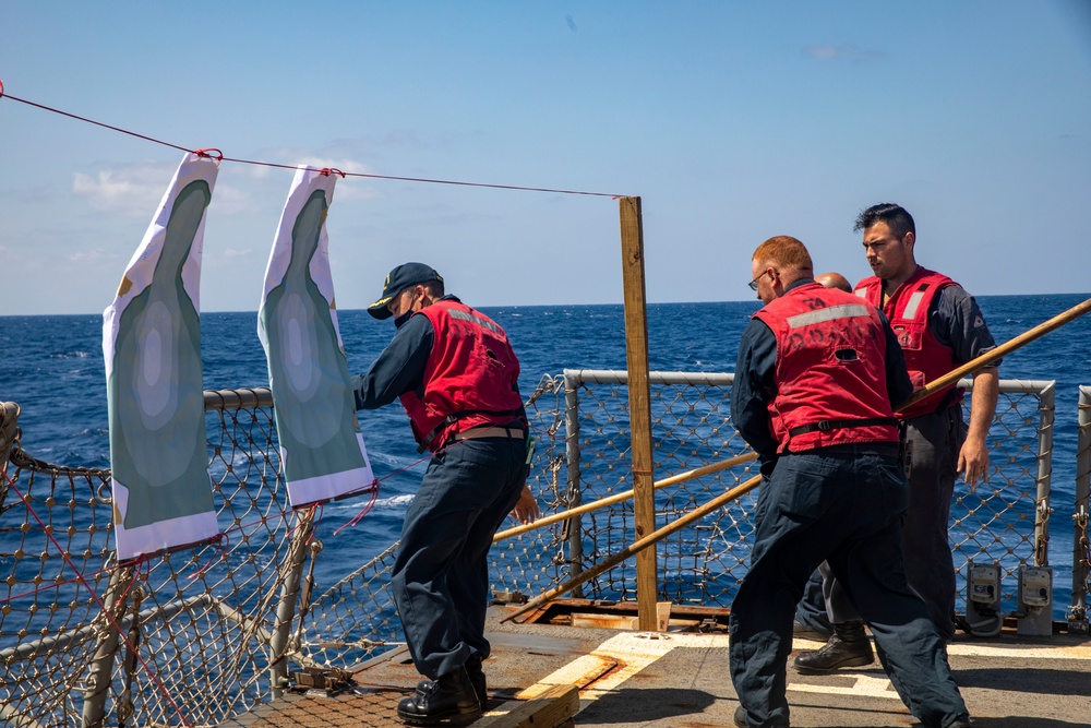 Sailors Aboard USS Ralph Johnson (DDG 114) Conduct Small-Arms Training