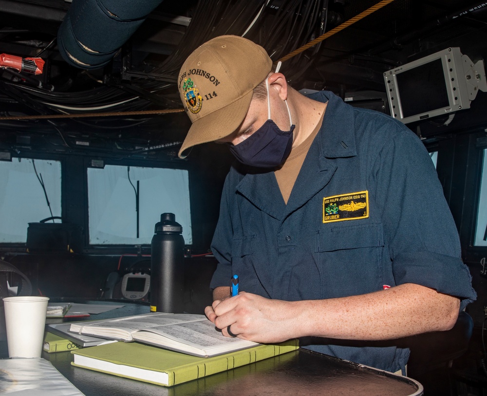 Sailors Stand Watch Aboard USS Ralph Johnson (DDG 114)