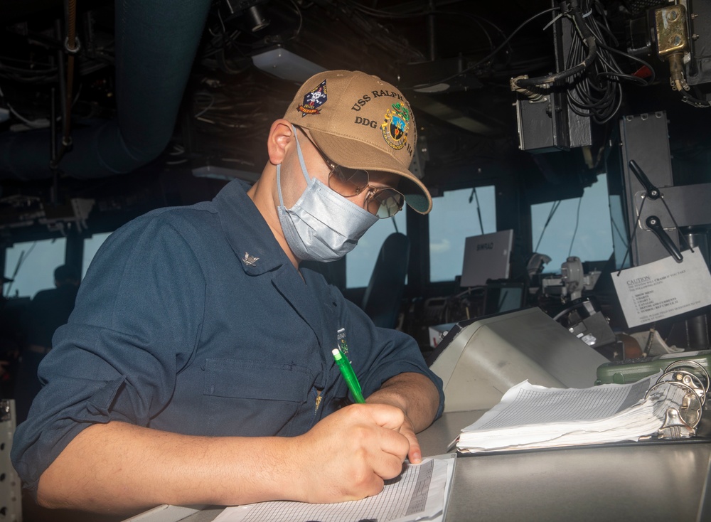 Sailors Stand Watch Aboard USS Ralph Johnson (DDG 114)