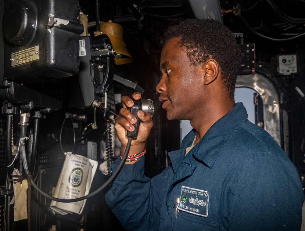 Sailors Stand Watch Aboard USS Ralph Johnson (DDG 114)