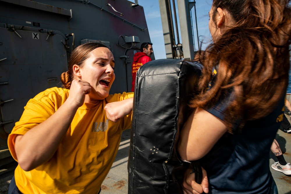 Sailors Aboard USS Ralph Johnson (DDG 114) Conduct Non-Lethal Weapons Training