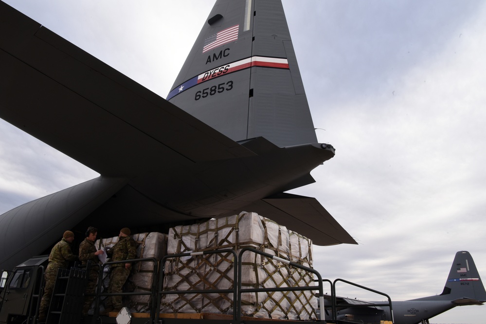 Dyess Airmen Load Humanitarian Cargo