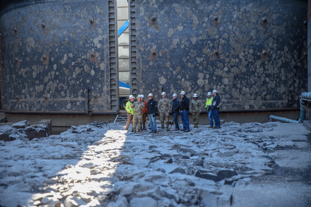 US Army Corps of Engineer Officials at the bottom of the Navigation Lock at McNary Dam