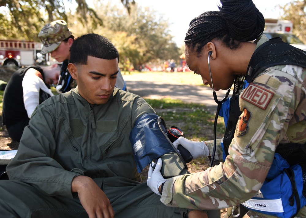 First responders react during base exercise