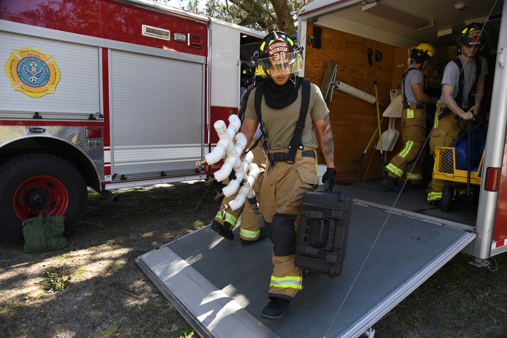 First responders react during base exercise