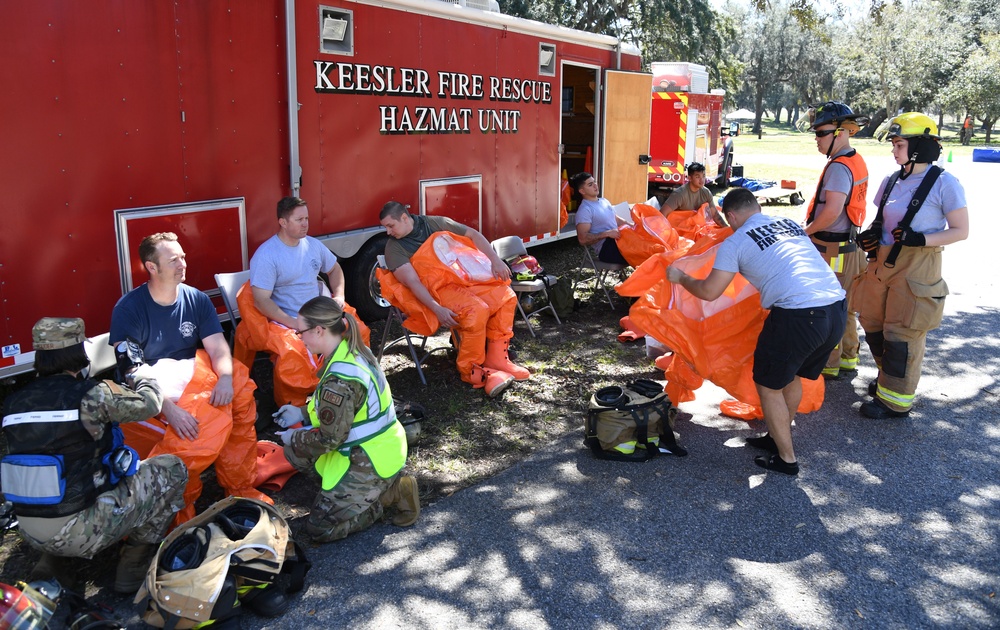 First responders react during base exercise