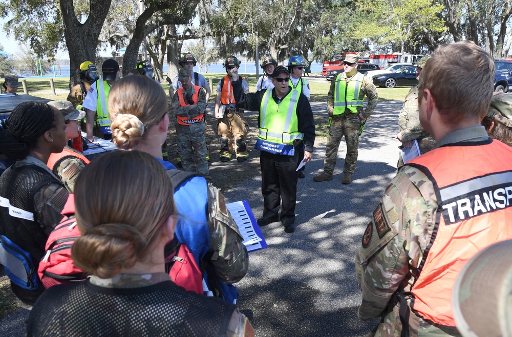 First responders react during base exercise