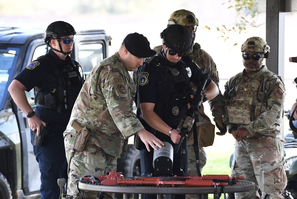 First responders react during base exercise