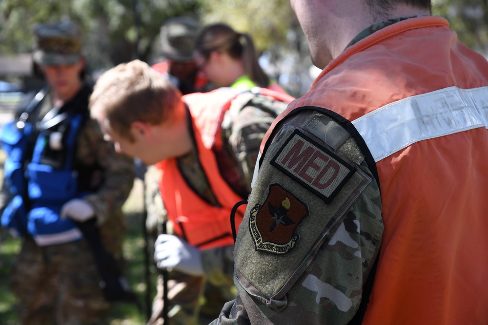 First responders react during base exercise