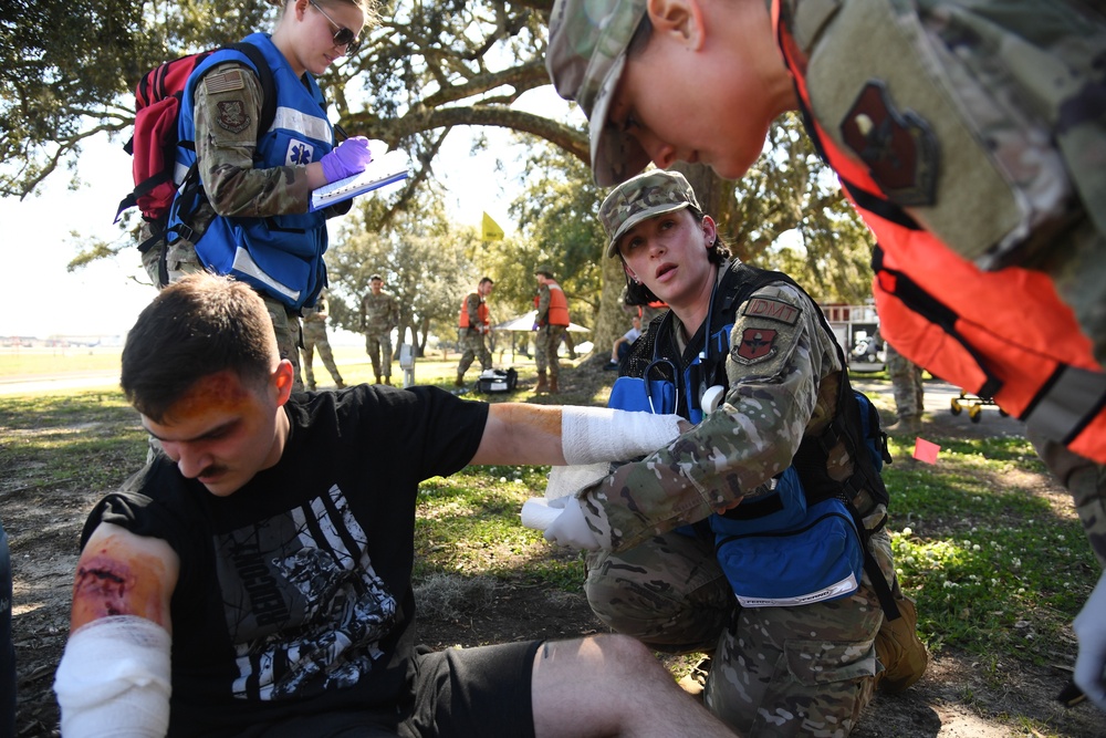 First responders react during base exercise