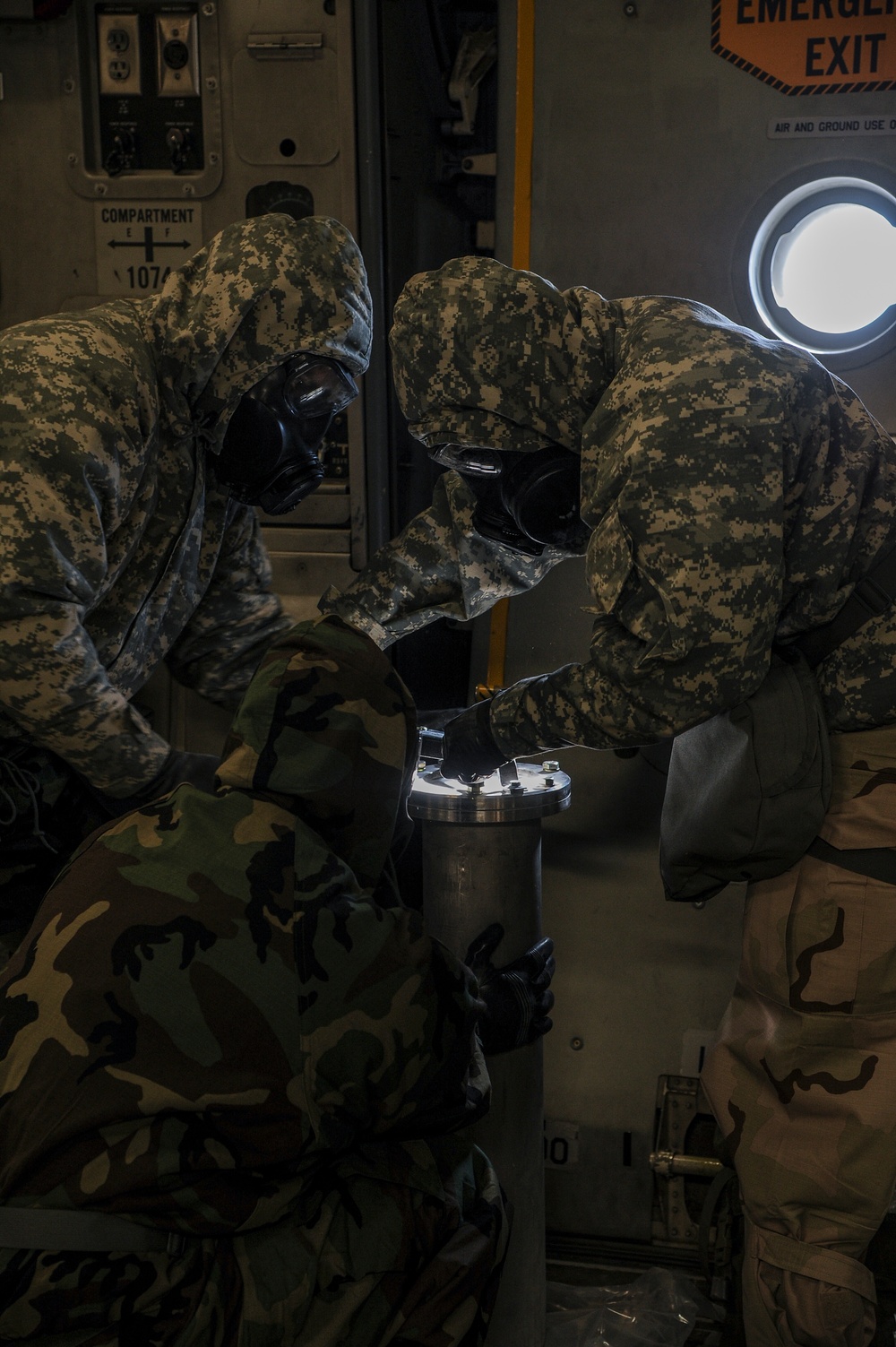 110 CM BN participate in CBRNE training on aircraft