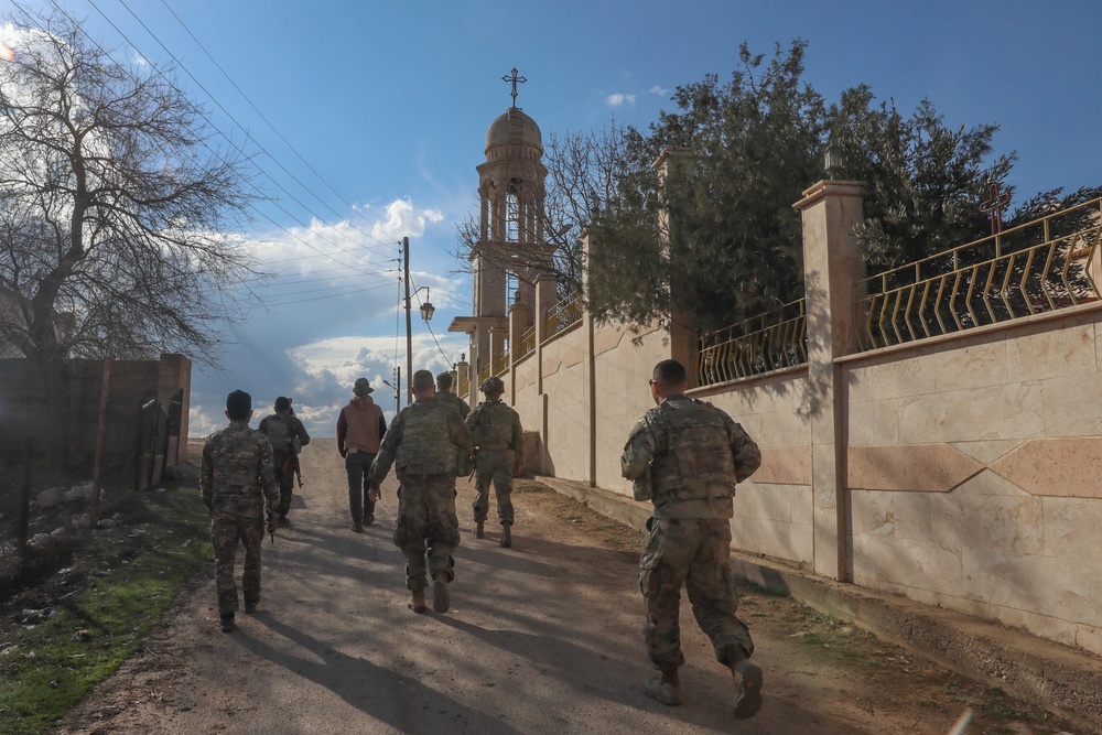 U.S Army chaplains visit an Orthodox church in Northeast Syria