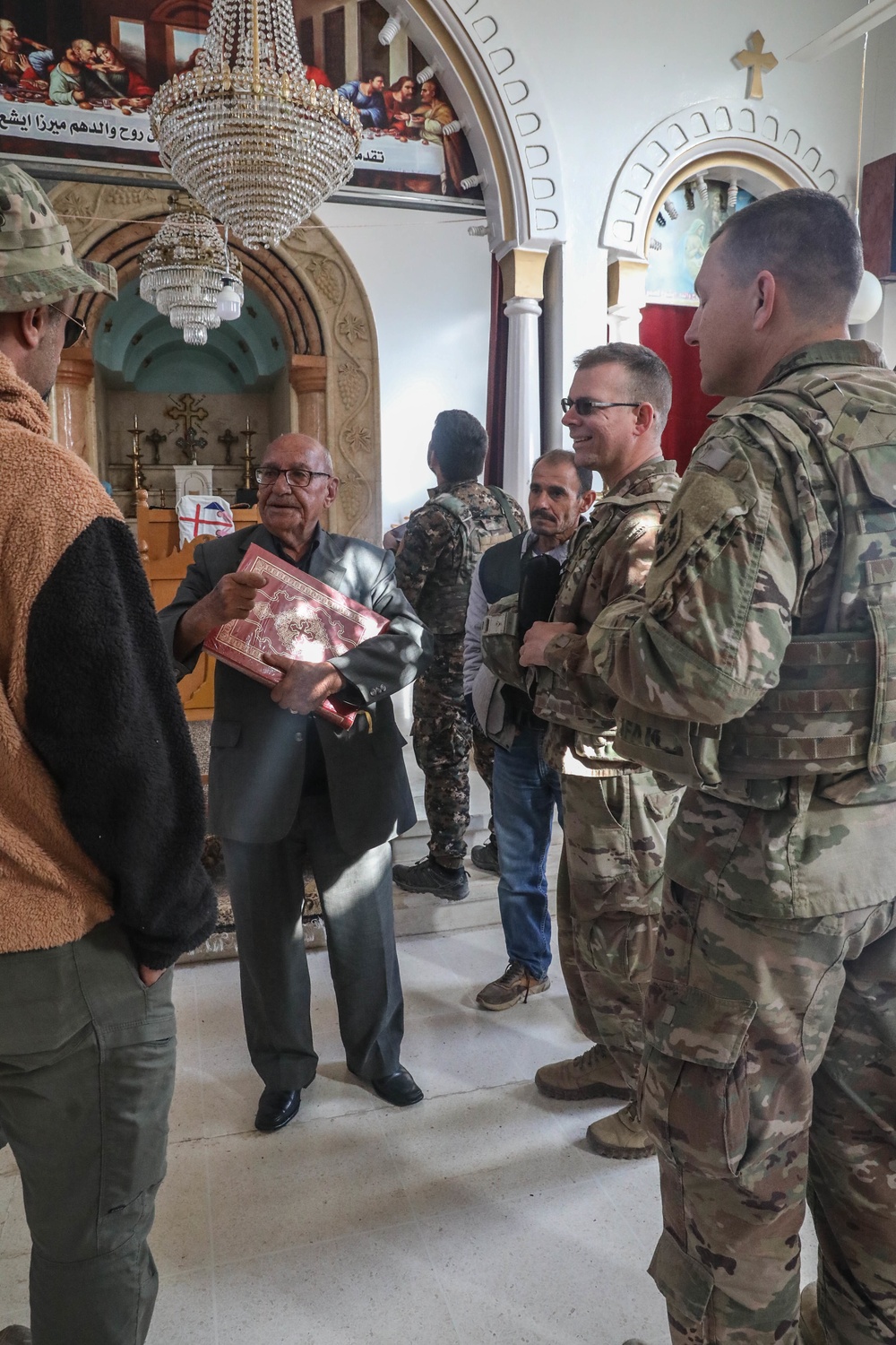 U.S Army chaplains visit an Orthodox church in Northeast Syria