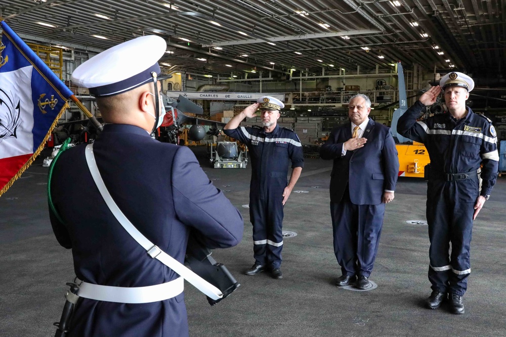 Secretary of the Navy visits French aircraft carrier Charles de Gaulle