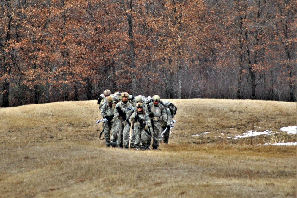 Fort McCoy Cold-Weather Operations Course students practice ahkio sled use