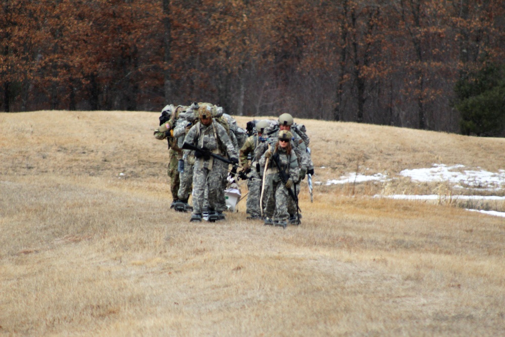 Fort McCoy Cold-Weather Operations Course students practice ahkio sled use