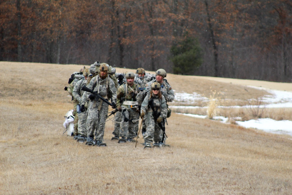 Fort McCoy Cold-Weather Operations Course students practice ahkio sled use