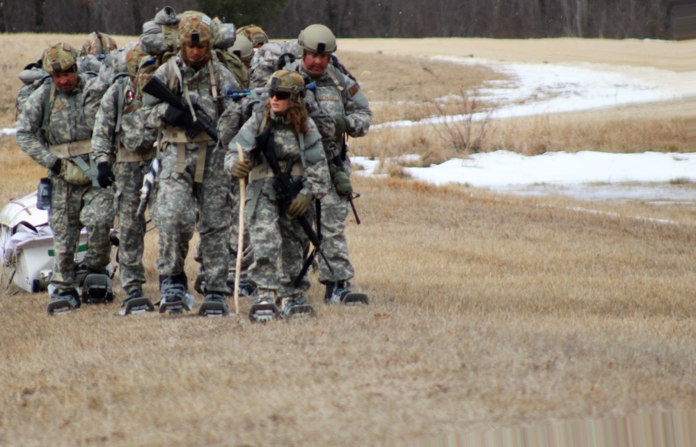 Fort McCoy Cold-Weather Operations Course students practice ahkio sled use