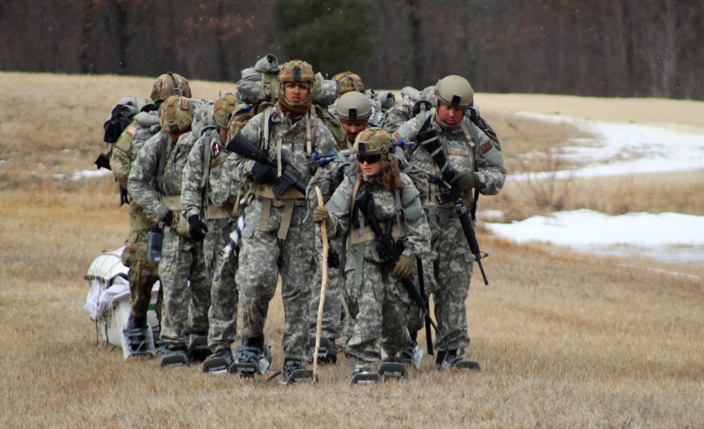 Fort McCoy Cold-Weather Operations Course students practice ahkio sled use