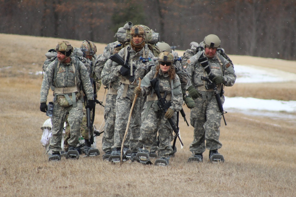 Fort McCoy Cold-Weather Operations Course students practice ahkio sled use