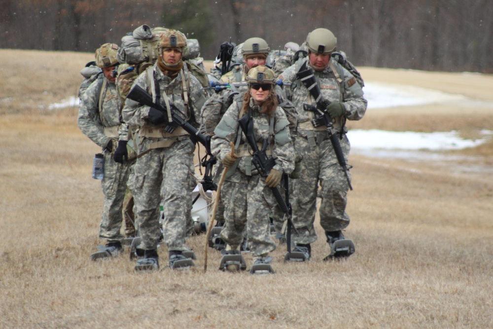 Fort McCoy Cold-Weather Operations Course students practice ahkio sled use