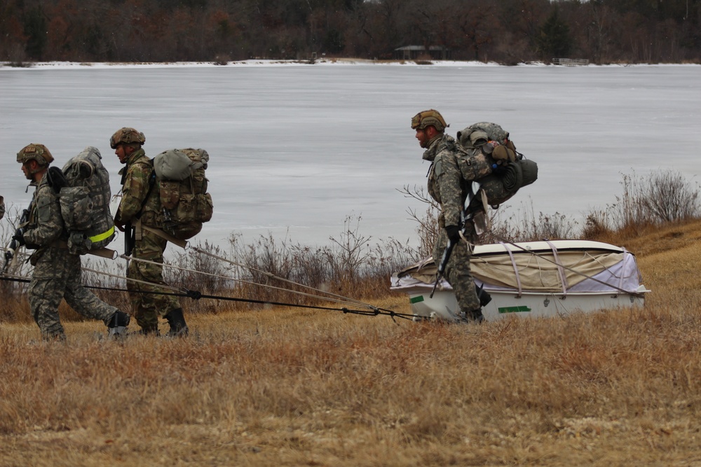 Fort McCoy Cold-Weather Operations Course students practice ahkio sled use