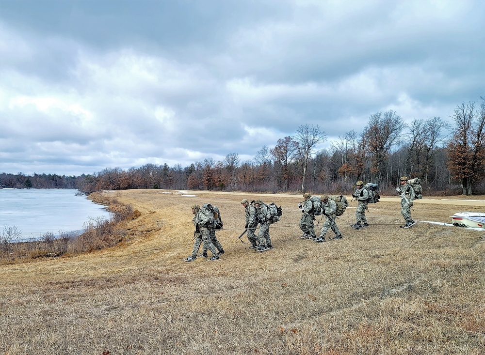 Fort McCoy Cold-Weather Operations Course students practice ahkio sled use