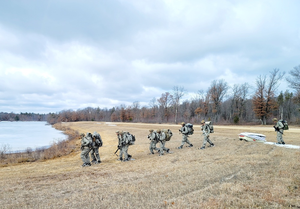 Fort McCoy Cold-Weather Operations Course students practice ahkio sled use