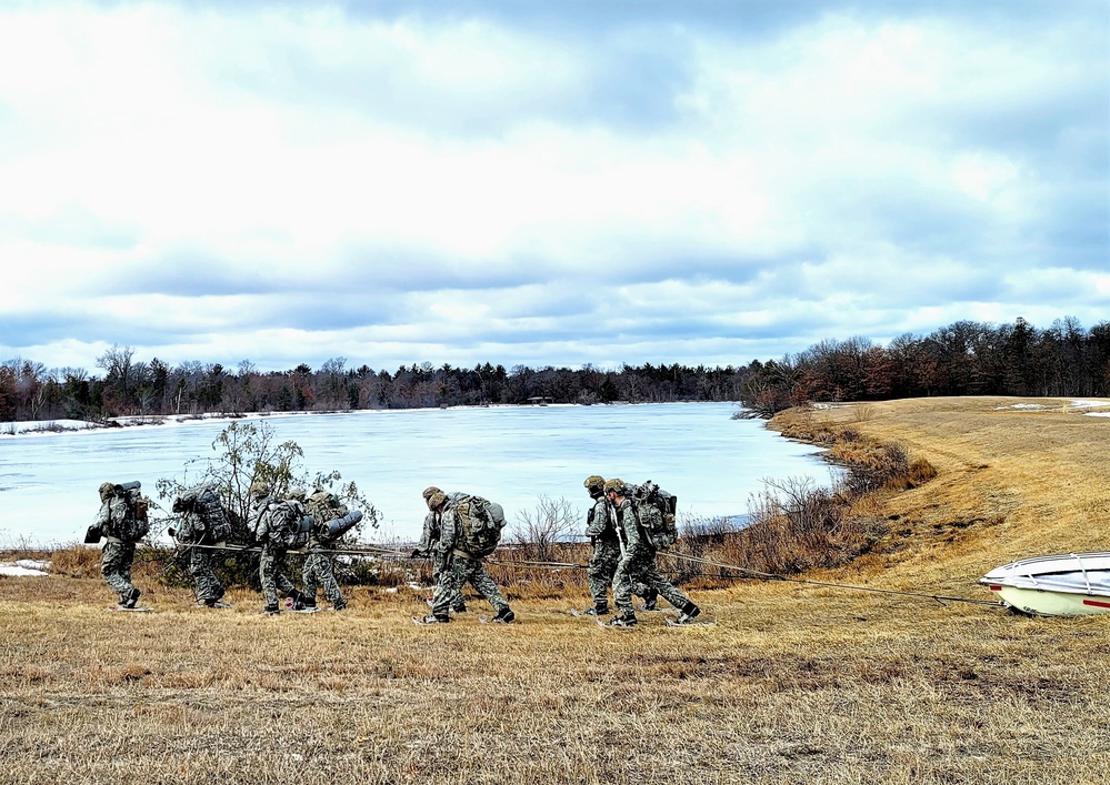 Fort McCoy Cold-Weather Operations Course students practice ahkio sled use