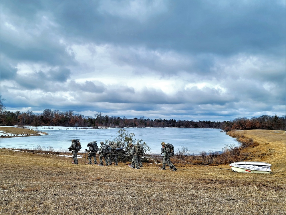 Fort McCoy Cold-Weather Operations Course students practice ahkio sled use