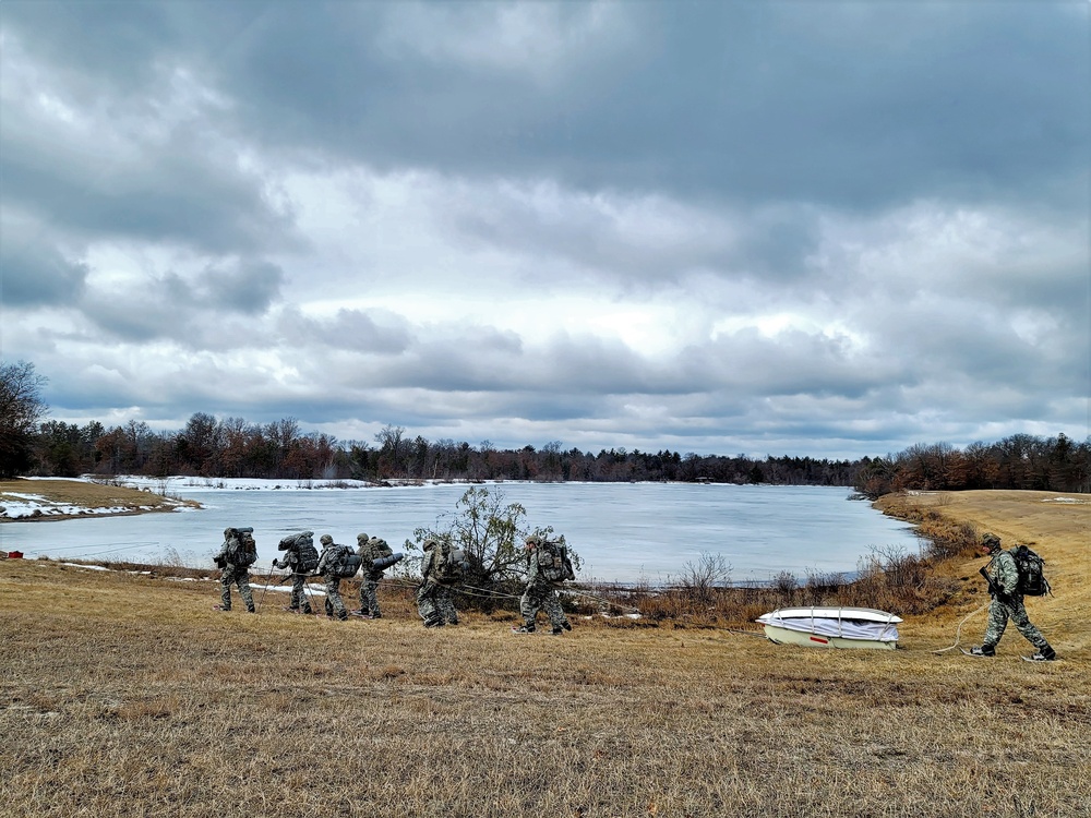 Fort McCoy Cold-Weather Operations Course students practice ahkio sled use