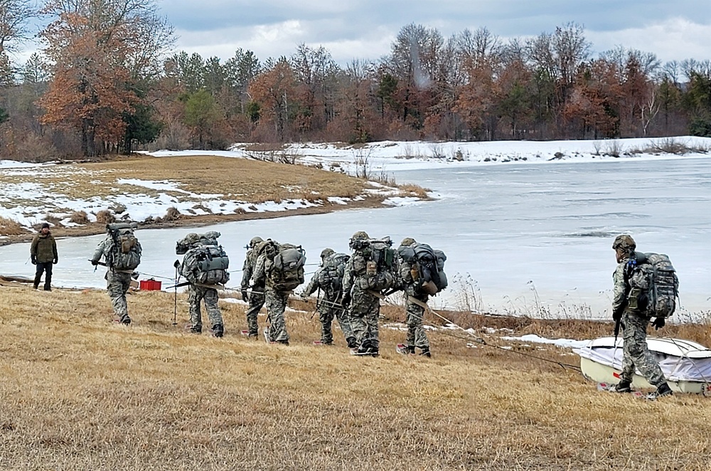 Fort McCoy Cold-Weather Operations Course students practice ahkio sled use