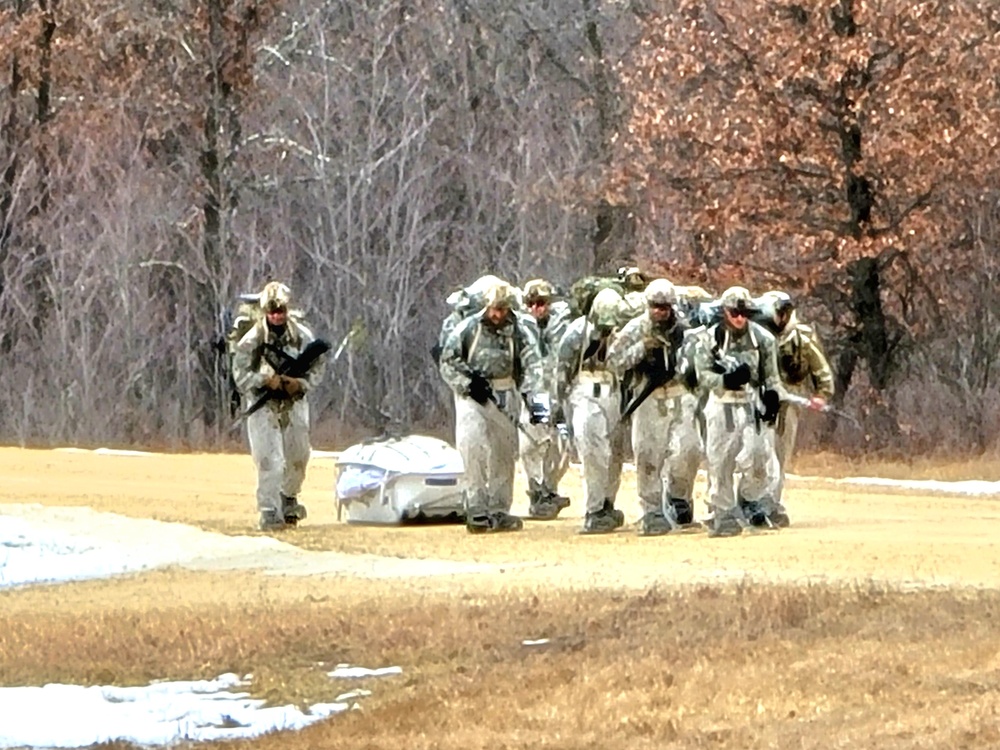 Fort McCoy Cold-Weather Operations Course students practice ahkio sled use