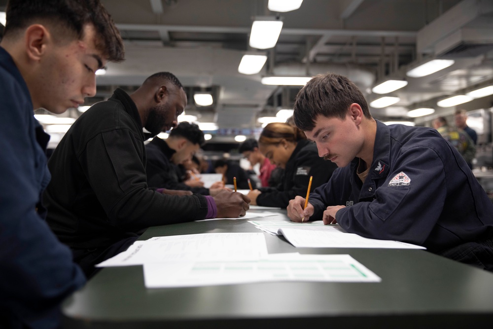 Makin Island Sailors Take Advancement Exam