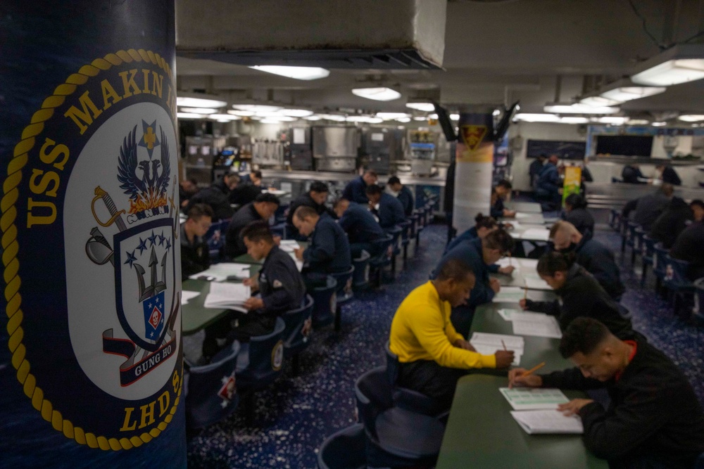 Makin Island Sailors Take Advancement Exam