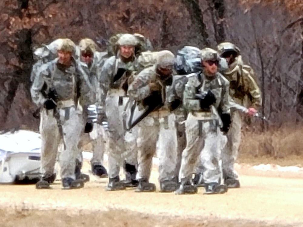 Fort McCoy Cold-Weather Operations Course students practice ahkio sled use