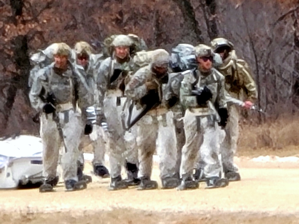 Fort McCoy Cold-Weather Operations Course students practice ahkio sled use