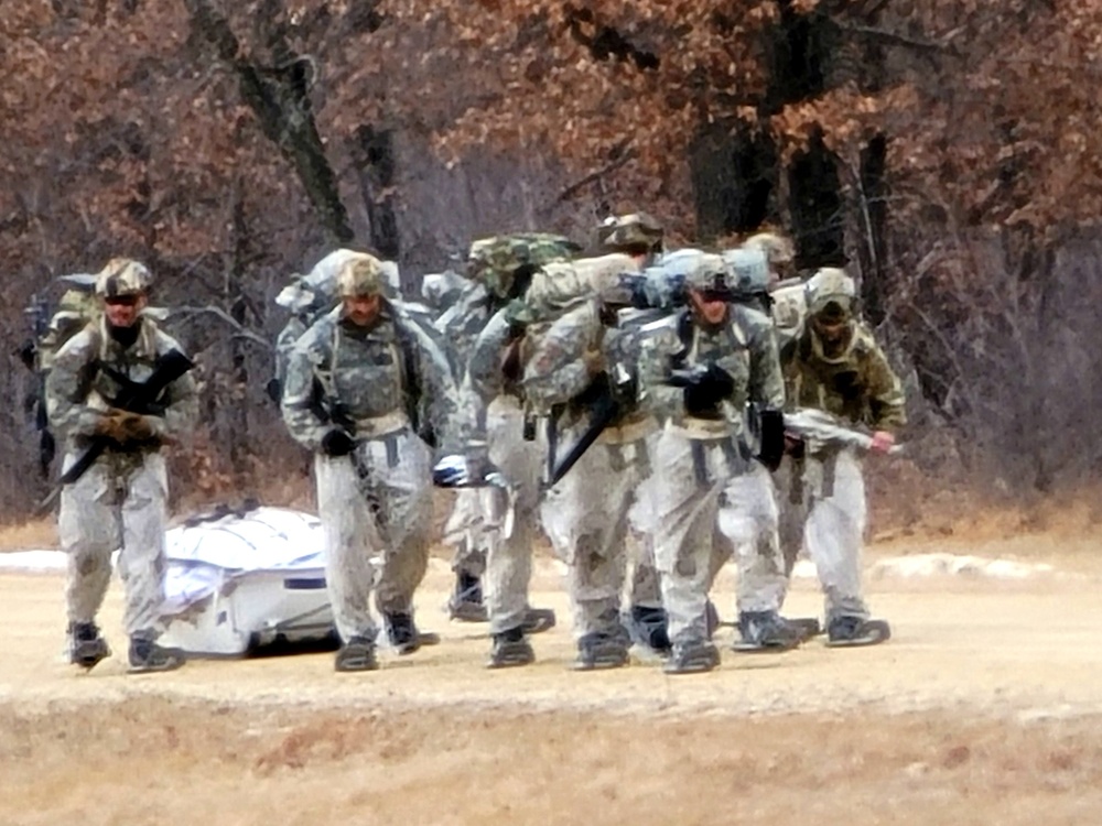 Fort McCoy Cold-Weather Operations Course students practice ahkio sled use