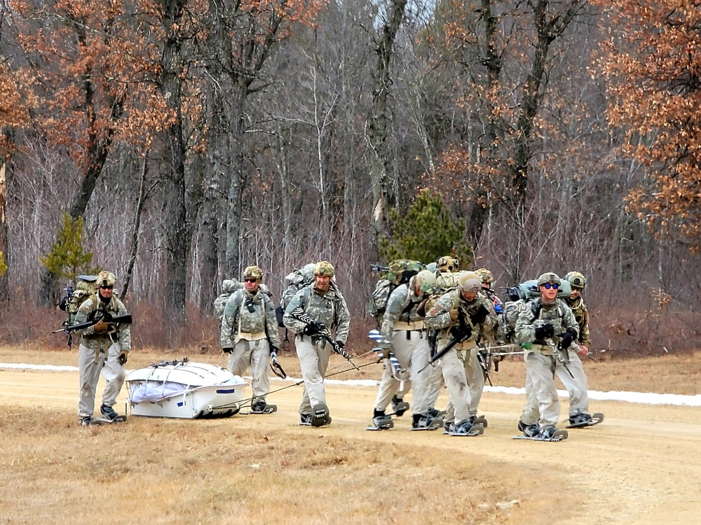 Fort McCoy Cold-Weather Operations Course students practice ahkio sled use